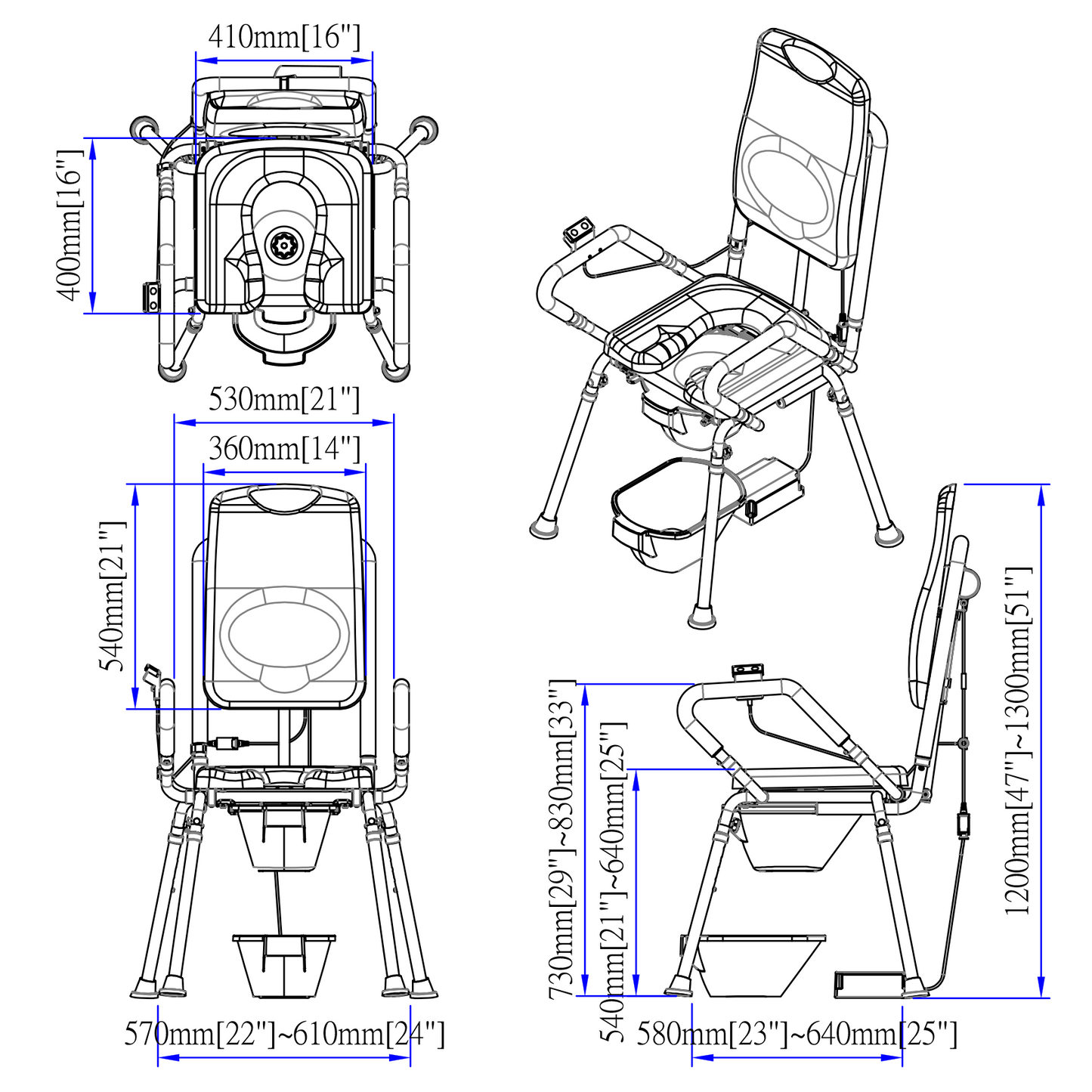 GentleBoost Power Uplift Commode Chair for Physically Handicapped or Disabled