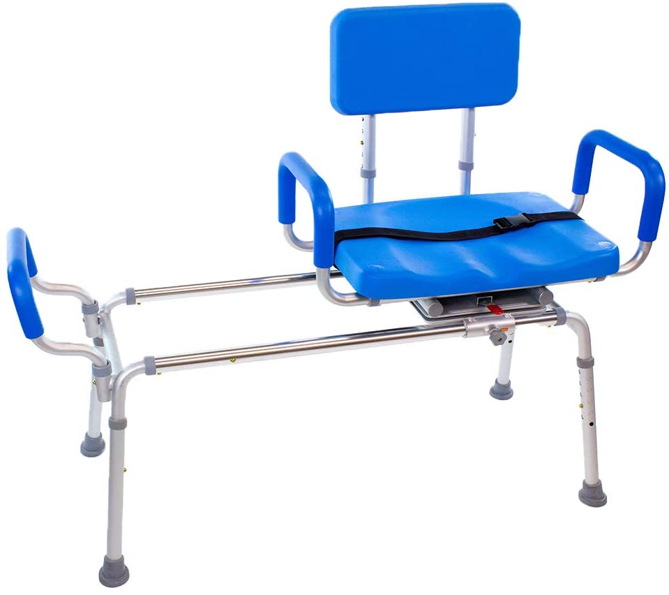The Original Carousel Sliding Transfer Shower Bath Bench with Swivel Seat - BARIATRIC 600LB Capacity for Physically Handicapped or Disabled