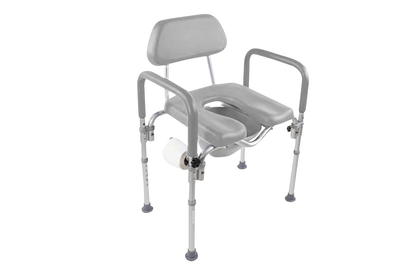 Dignity Commode, MEDICAL-GRADE Aluminum, COMMERCIAL-GRADE Construction, UNIVERSAL Height Adjustability, AMBIDEXTROUS Toilet Paper Holder, DOUBLES AS SHOWER CHAIR