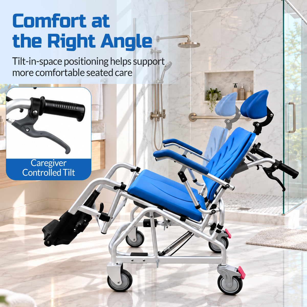 Total Care Professional Tilt-In-Space Reclining Shower/Commode Chair - Padded