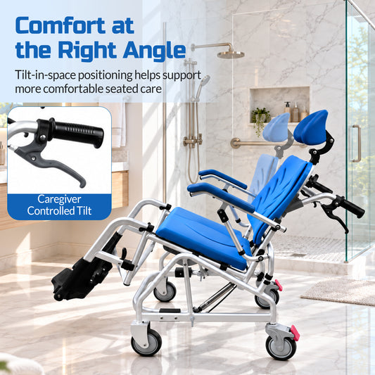 Total Care Professional Tilt-In-Space Reclining Shower/Commode Chair - Padded