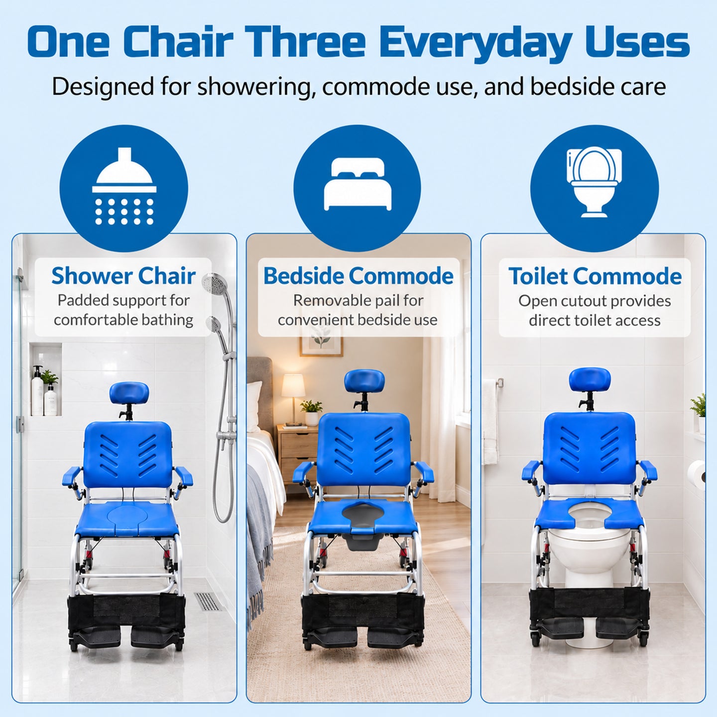 Total Care Professional Tilt-In-Space Reclining Shower/Commode Chair - Padded