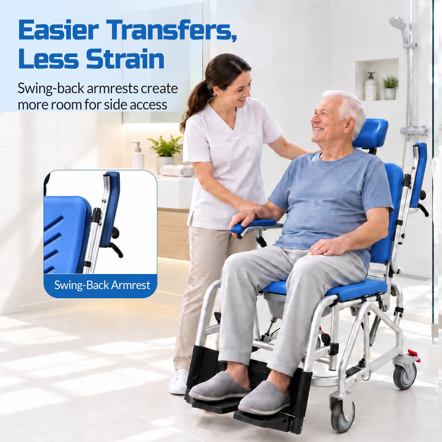 Total Care Professional Tilt-In-Space Reclining Shower/Commode Chair - Padded