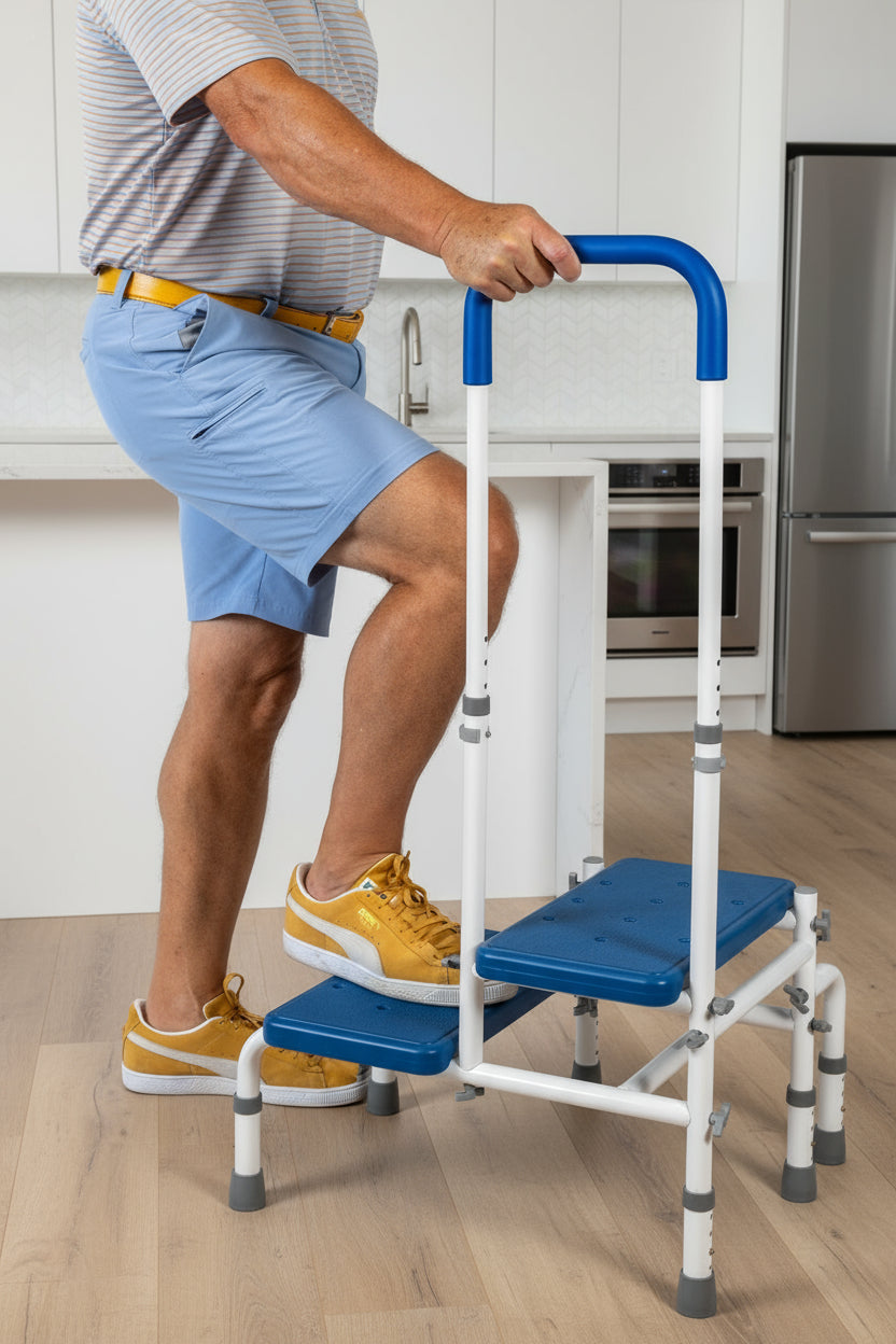 Platinum Health Double Step Stool with Adjustable Handle & Legs