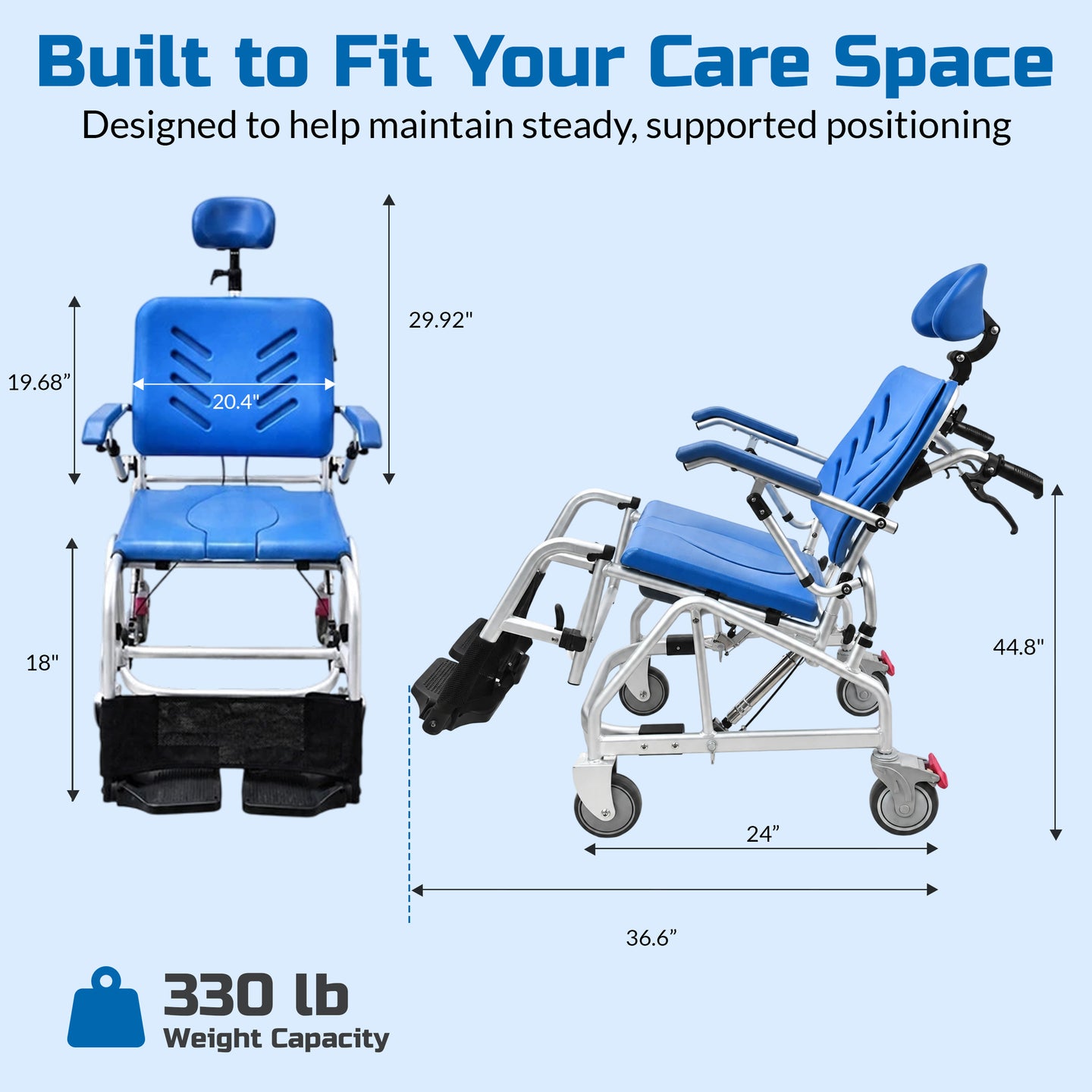Total Care Professional Tilt-In-Space Reclining Shower/Commode Chair - Padded