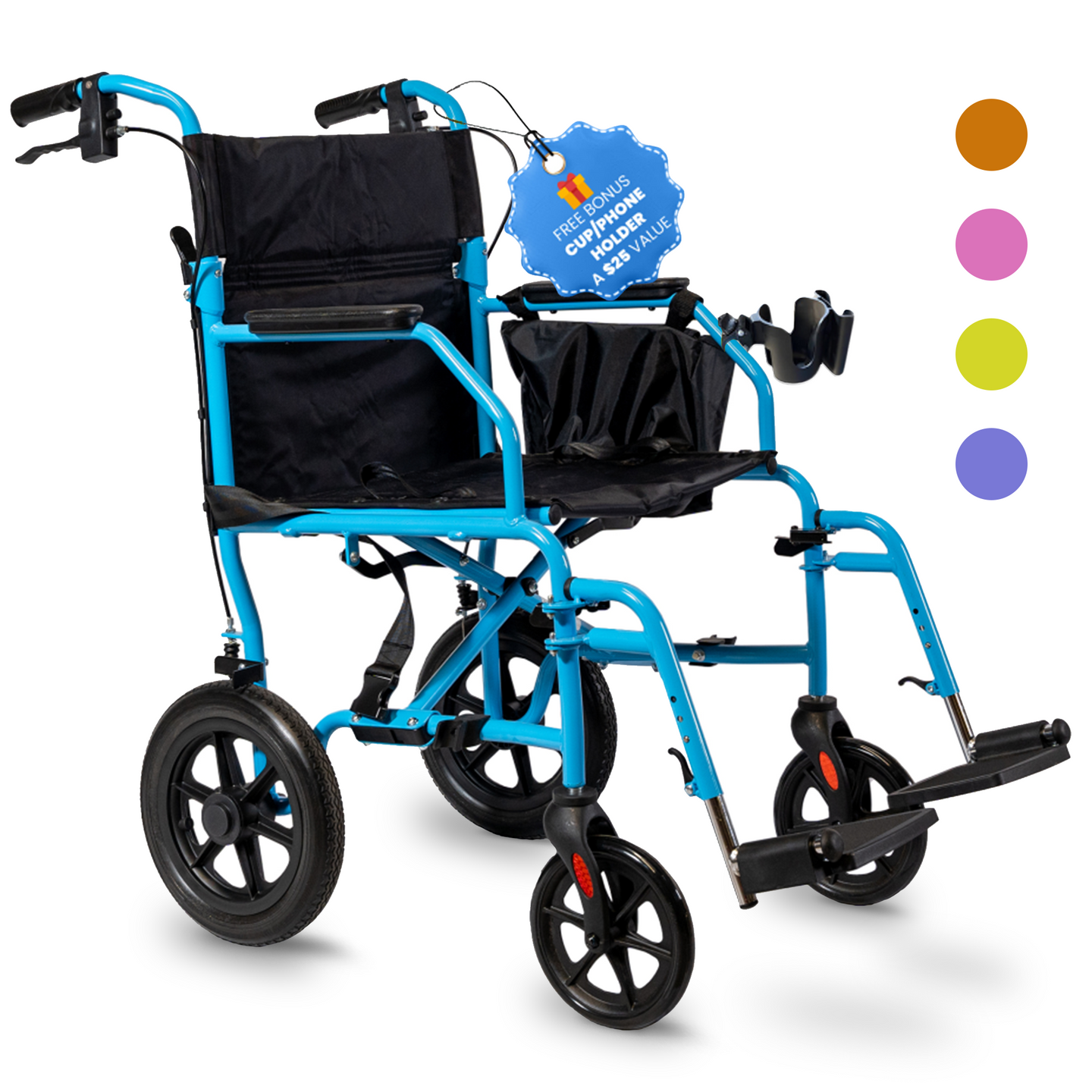 Platinum Health Hummingbird™ Ultra-Lightweight Foldable Transport Wheelchair for Handicapped
