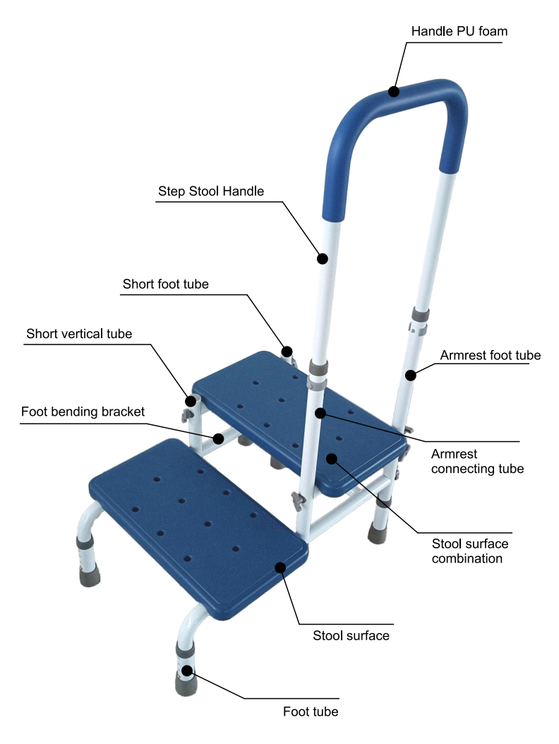 Platinum Health Double Step Stool with Adjustable Handle & Legs