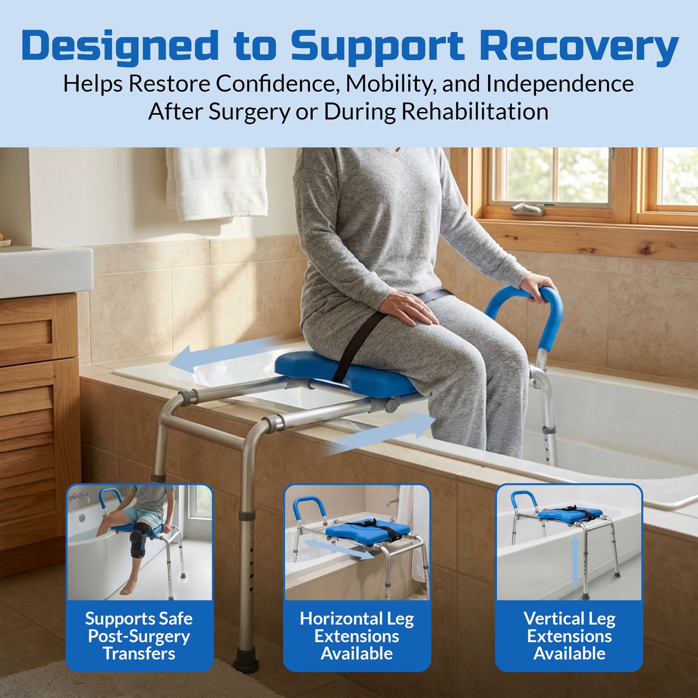 Roundabout™ 2.0 Sliding Transfer Bench with Rotating Seat
