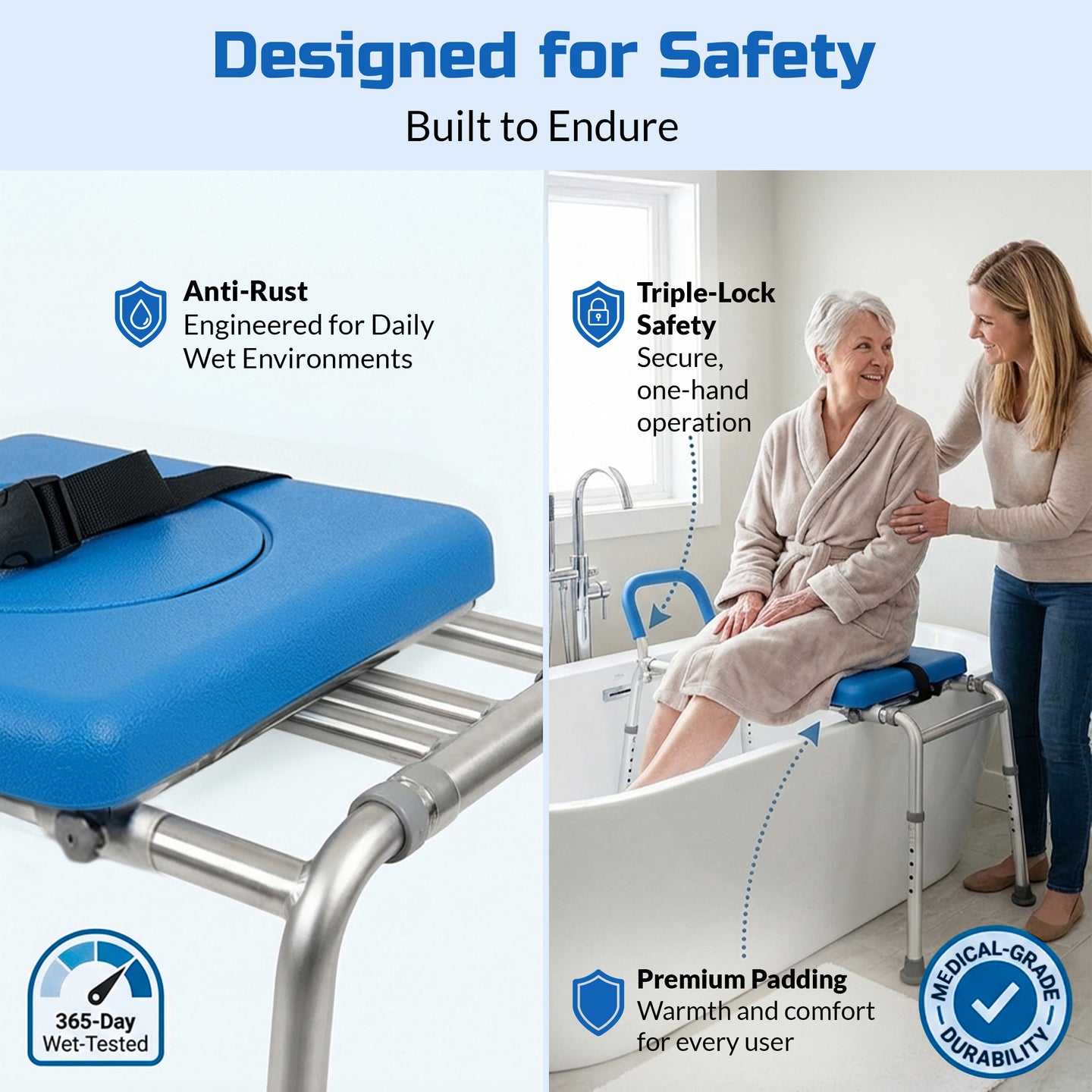 Roundabout™ 2.0 Sliding Transfer Bench with Rotating Seat