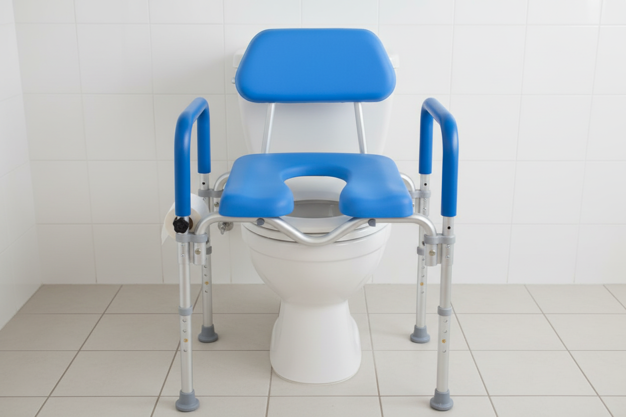 Dignity 3 in 1 Commode, MEDICAL-GRADE Aluminum, COMMERCIAL-GRADE Construction, UNIVERSAL Height Adjustability, AMBIDEXTROUS Toilet Paper Holder, DOUBLES AS SHOWER CHAIR