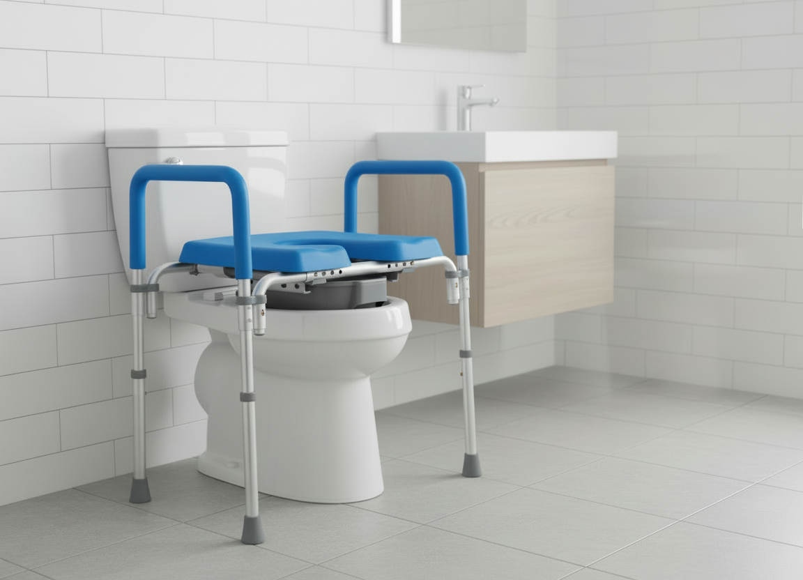 The Ultimate™ Bariatric Raised Toilet Seat, Voted#1 Most Comfortable. Padded with Armrests. Adjustable Height. 600lb.