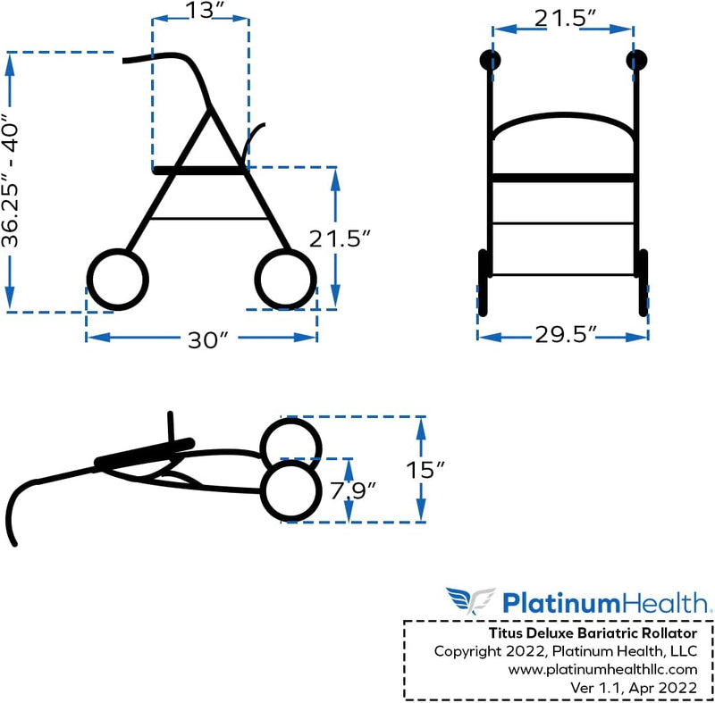 bariatric walker dimensions elderly