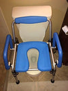 Danube 3-in-1 Padded Commode/Shower Chair. Institutional Quality, Pivoting Armrests for Easy Transfers, Folds for Easy Storage.
