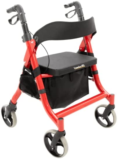 Titus Extra-Wide Deluxe Bariatric Walker Rollator. 600lb Wt Capacity Heavy-Duty Oval Tubing. High-Capacity Padded Seat/Backrest. Height Adjustable Angled Hand Grips. Foldable. Indoor/Outdoor Use