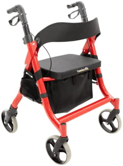 600lb. Capacity Titus Extra-Wide Deluxe Bariatric Walker Rollator. Heavy-Duty Oval Tubing. High-Capacity Padded Seat/Backrest. Height Adjustable Angled Hand Grips. Foldable. Indoor/Outdoor Use