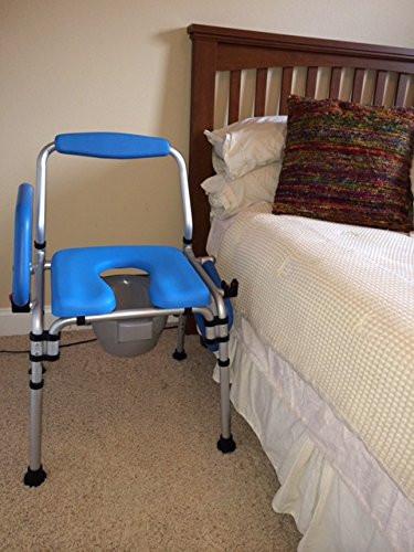 Danube 3-in-1 Padded Commode/Shower Chair. Institutional Quality, Pivoting Armrests for Easy Transfers, Folds for Easy Storage.