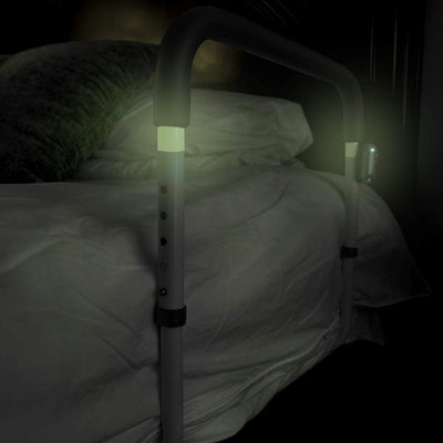 LumaRail-Double Safe, Double-Sided Bed Assist Rail Support Bar Handle with LED Sensor Nightlight