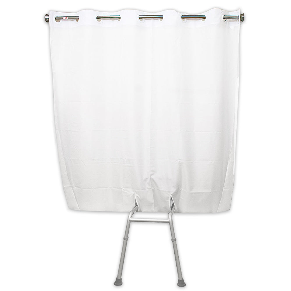 BenchMate Split Shower Curtain for Bath Transfer Benches - Beautiful Designer Fabric, Premium Hookless Quick-Attach System, Designed Specifically to Help Keep Water off the Floor