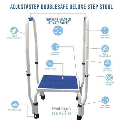 AdjustaStep DoubleSafe Deluxe Step Stool with Dual Handrail - Weight Capcity 300lb and 750lb