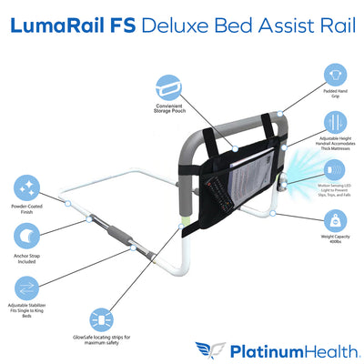 LumaRail Free Stand Bed Assist Rail with IntelliBrite LED Night Light