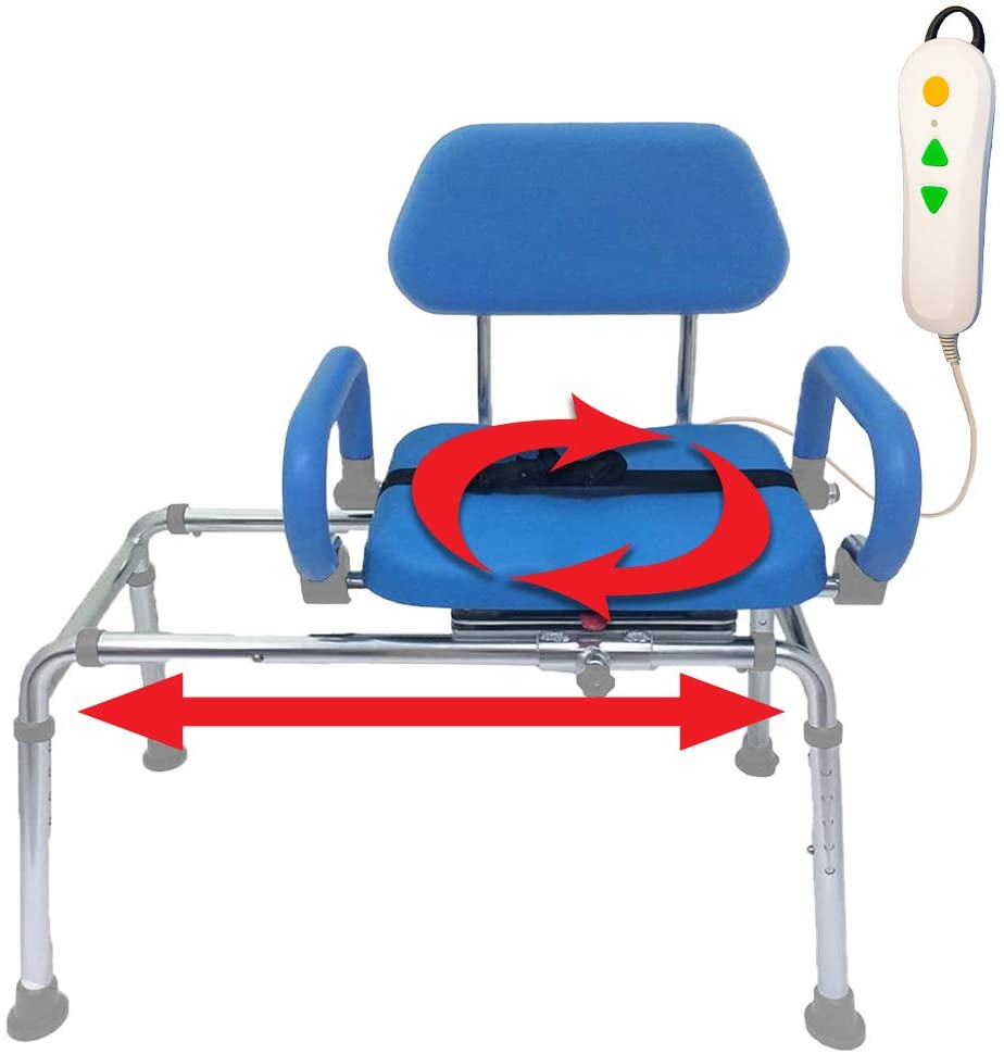 Carousel Sliding Transfer Bench with Swivel Seat- Powerslide Edition with Push-Button Electric Travel