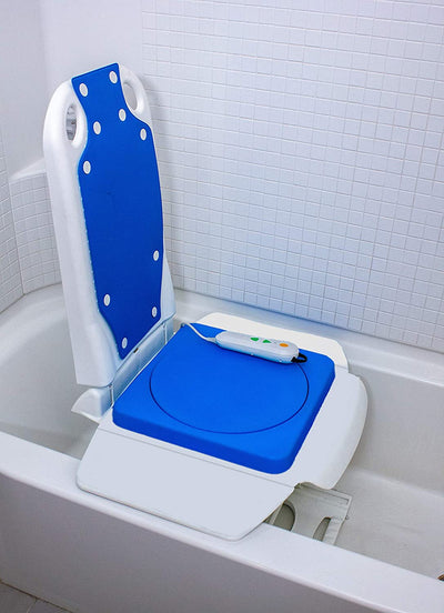 Tranquilo Premium Electric Bath Lift with Padded, SAFESWIVEL Rotating SEAT and Electric Recline. Available with Rotating Seat or Deluxe Stationary Seat