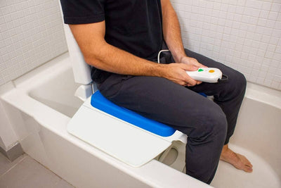Tranquilo Premium Electric Bath Lift with Padded, SAFESWIVEL Rotating SEAT and Electric Recline. Available with Rotating Seat or Deluxe Stationary Seat